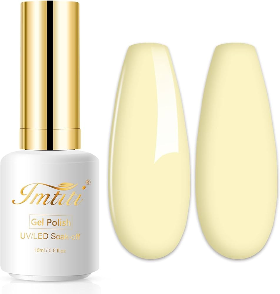 Imtiti Pastel Gel Nail Polish, 0.5 Fl Oz Creme Light Yellow Gel Polish Soak Off LED U V Nail Gel ... | Amazon (US)
