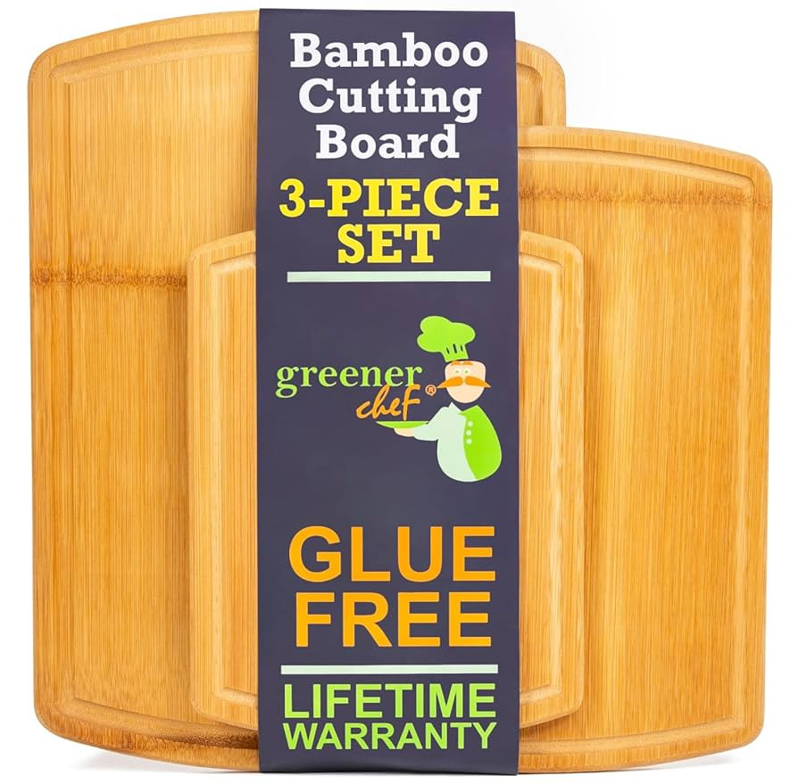 Greener Chef No Glue Bamboo Cutting Board Set of 3 with Lifetime Replacements - 62% More Cutting ... | Amazon (US)