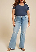 Plus Size High Rise Ripped Flare Jean | Maurices
