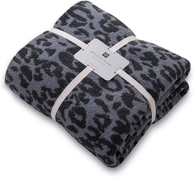 MH MYLUNE HOME Ultra Soft Micro Plush Leopard Blanket (51x63 inches, Dark Blue | Charcoal Grey) W... | Amazon (US)