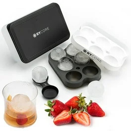 Ticent Ice Cube Trays Silicone - Whiskey Sphere Ice Ball Maker with Lid & Large Square Ice Cube M... | Walmart (US)