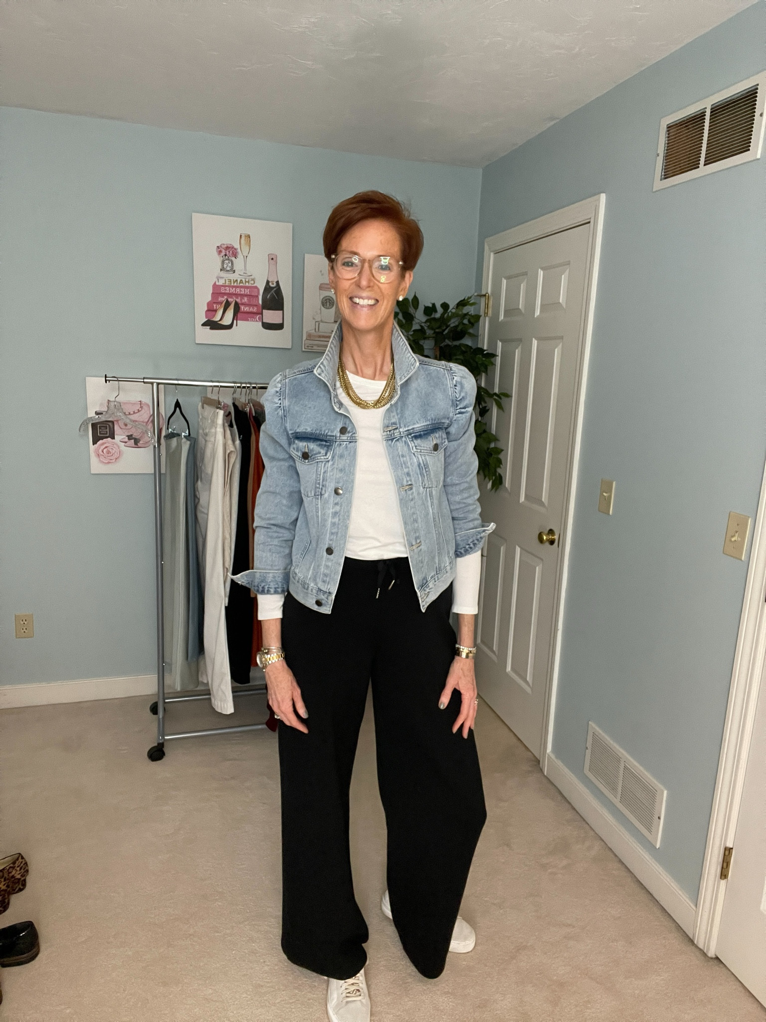 This is my casual and comfortable uniform. My favorite white long sleeve layering tee from Amazon with my puff shoulder denim jacket from Avara and my black Spanx wide leg Air Essentials pants.

Over 50 fashion, tall girl, workwear, everyday, timeless, Classic Outfits

Hi I’m Suzanne from A Tall Drink of Style - I am 6’1”. I have a 36” inseam. I wear a medium in most tops, an 8 or a 10 in most bottoms, an 8 in most dresses, and a size 9 shoe. 

#LTKover40 #LTKfindsunder100 #LTKstyletip