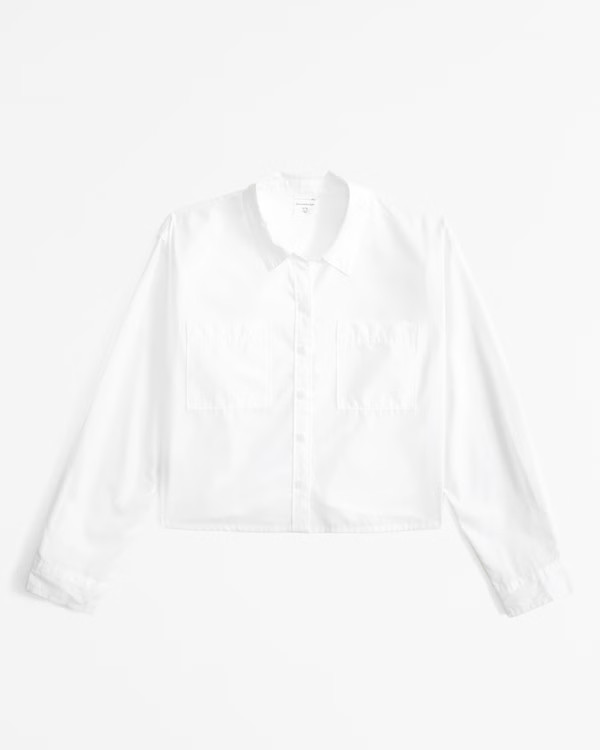 cropped poplin button-up shirt | Abercrombie & Fitch (US)