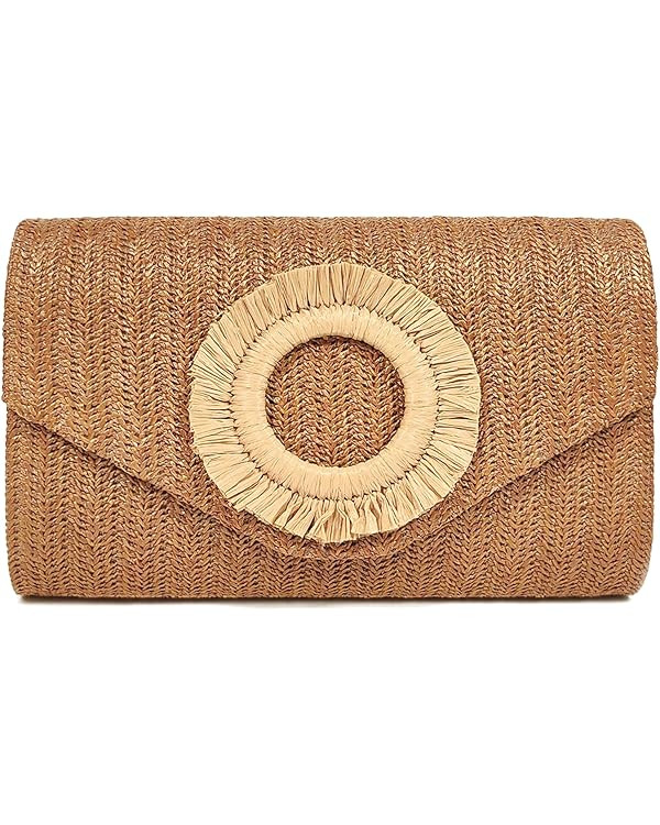 Straw Clutch Purse for Women,Summer Beach Bag,Envelope Evening Clutch Handbags for Formal Party W... | Amazon (US)