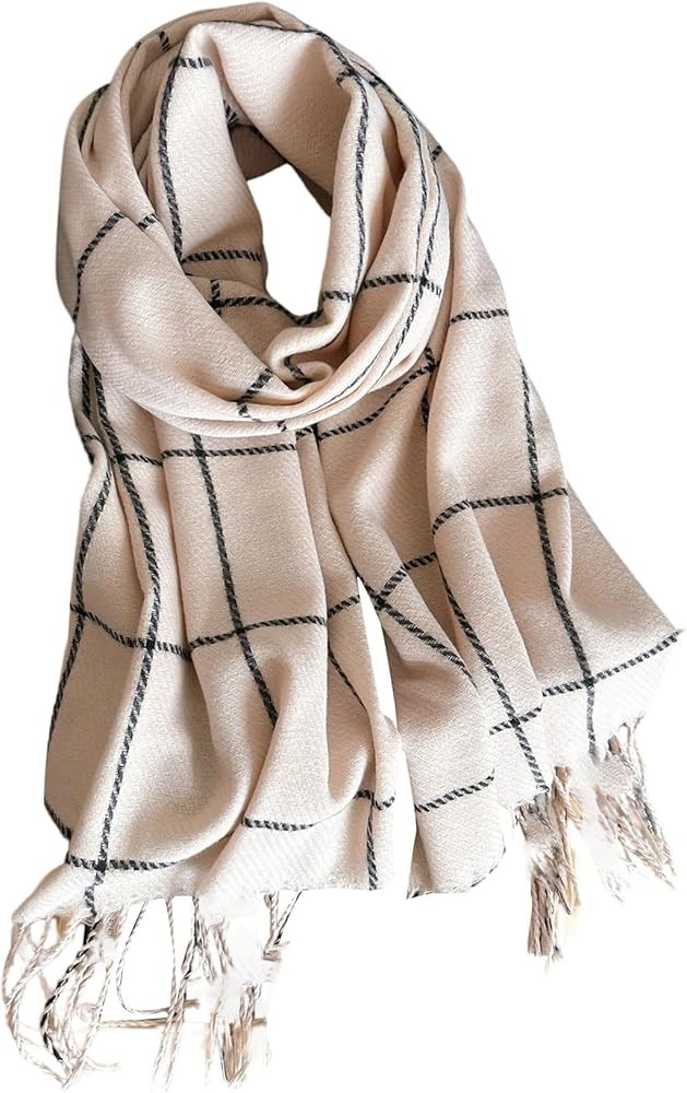WDIRARA Women's Plaid Scarf Soft Warm Scarves Fringe Shawls Wraps | Amazon (US)