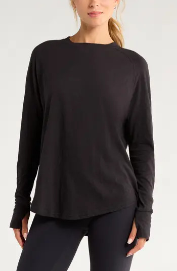 Zella Relaxed Washed 2.0 Long Sleeve Slub Tee | Nordstrom | Nordstrom