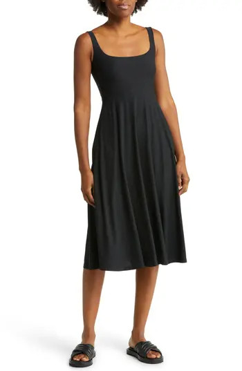 Beyond Yoga Featherweight Square Neck Midi Dress in Darkest Night at Nordstrom Rack, Size Medium | Nordstrom Rack