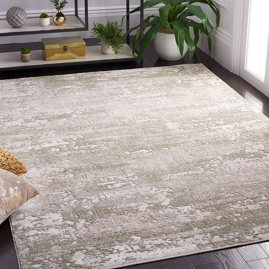 SAFAVIEH Meadow Collection Area Rug - 9' x 12', Beige & Sage, Modern Abstract Design, Non-Sheddin... | Amazon (US)