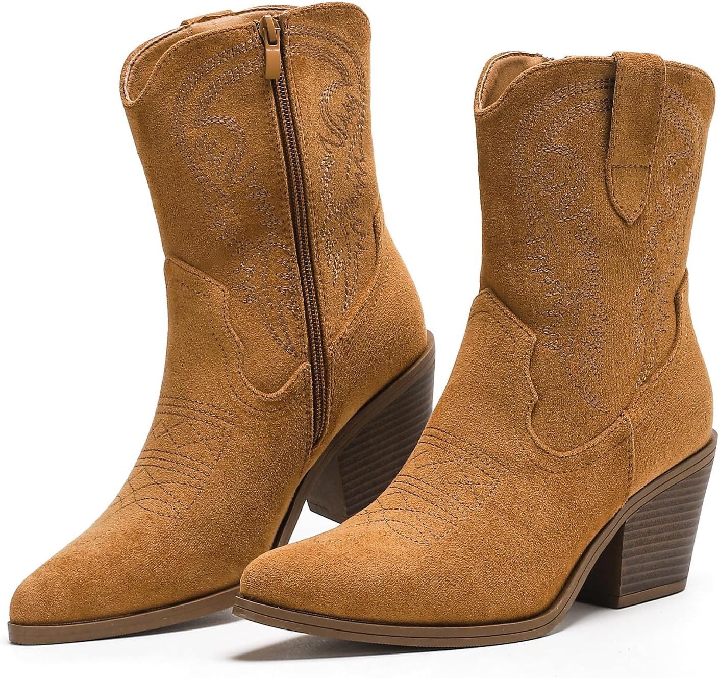 Putu Cowboy Ankle Boots for Women Western Booties with Embroidery Detail | Amazon (US)