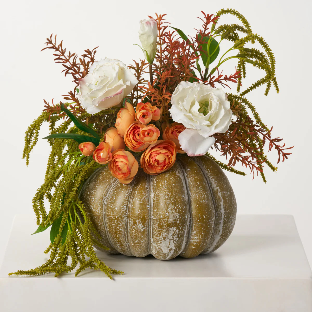 Sunset & Sage Fall Pumpkin Floral Arrangement Thanksgiving Centerpiece Decor | Darby Creek Trading