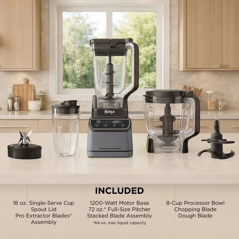 Ninja Grand Kitchen System 72-Oz Blender, 4 Presets, Smoothie, Chop, Dough, 3 Speeds, 1200W, KS50... | Walmart (US)