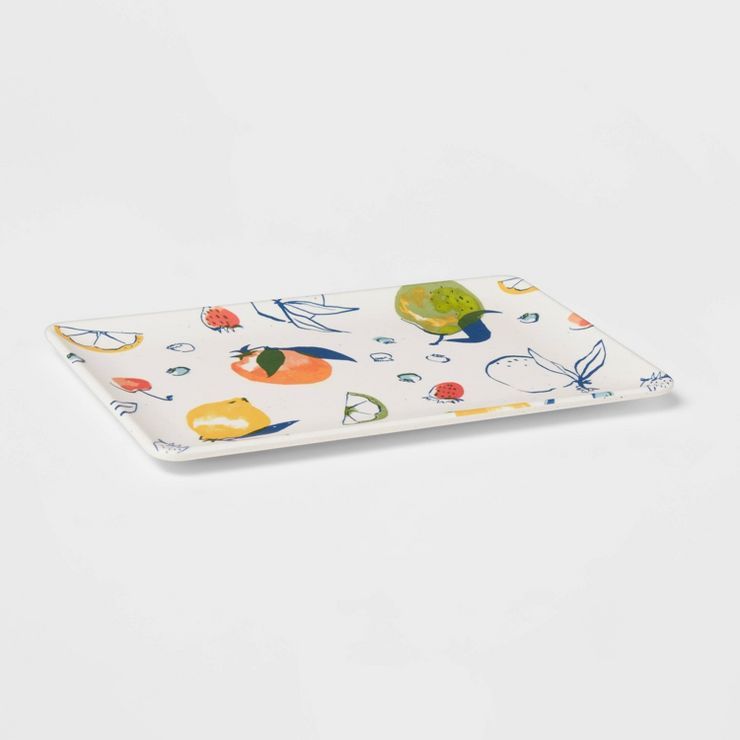 10" x 6" Bamboo and Melamine Fruit Printed Serving Platter - Threshold™ | Target