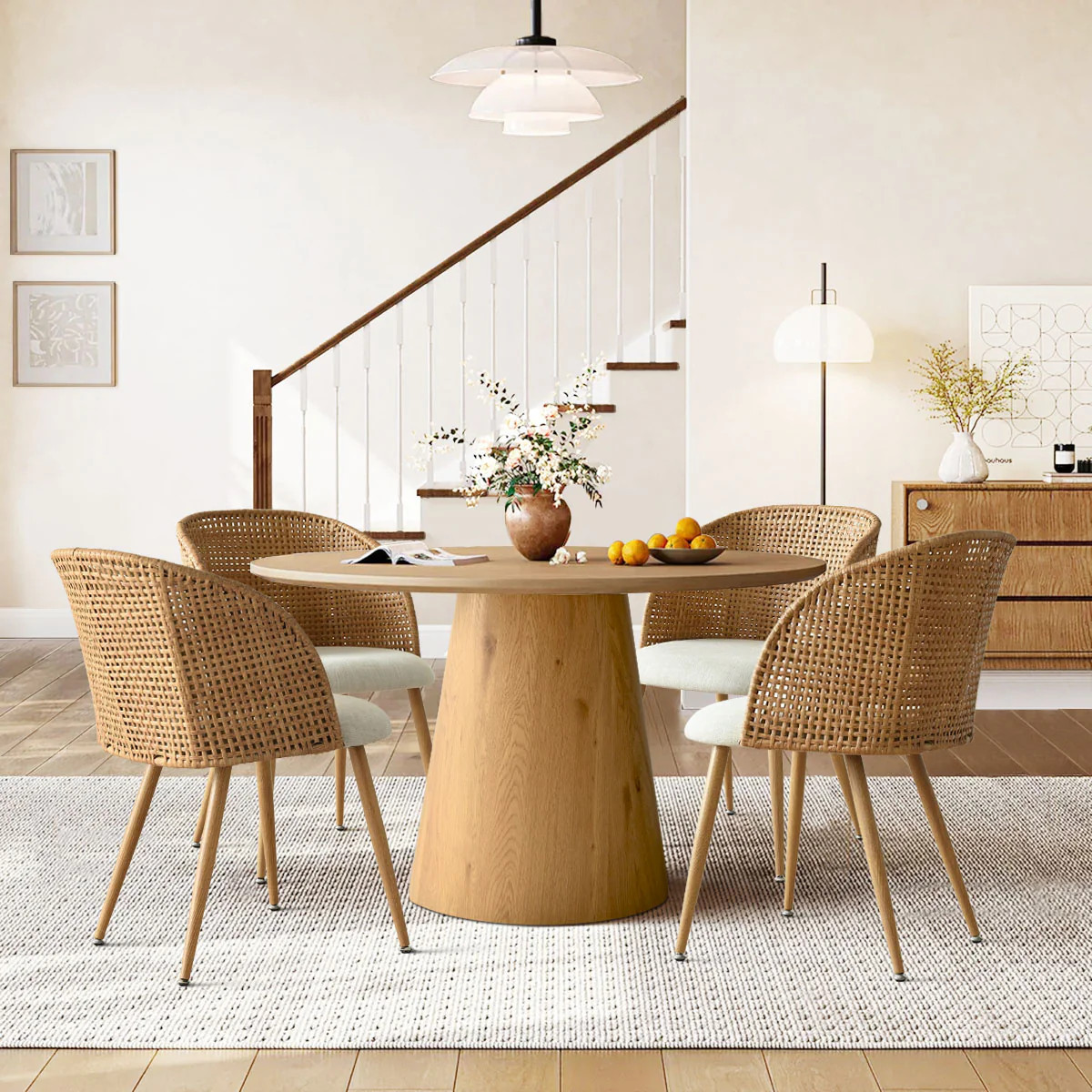 Grasse Rattan Upholstered Dining Chair (Set of 4) | Pop Maison