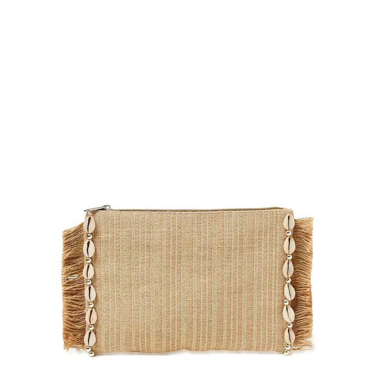 Magid Women’s Striped Metallic Clutch with Seashells and Frayed Edge Trim | Walmart (US)