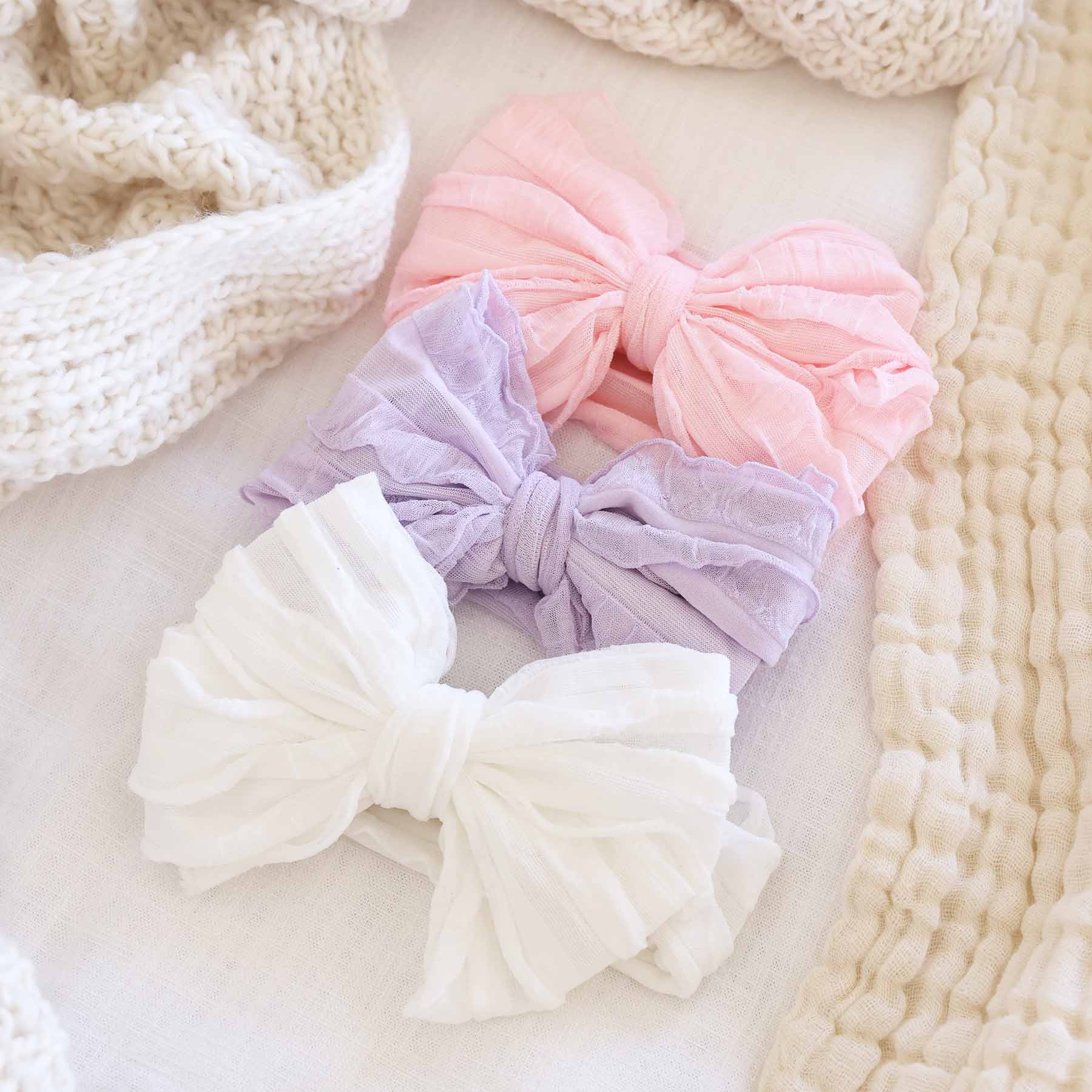 Large Ruffle Knit Bow | Brights | Caden Lane