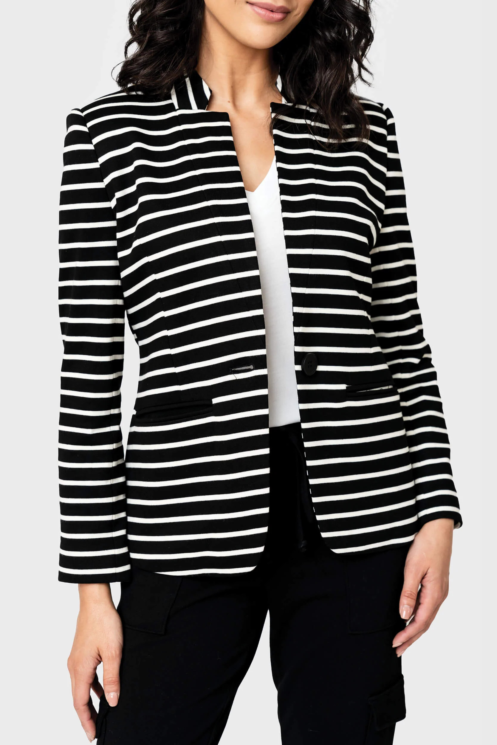 Striped Notch Collar Blazer | Gibsonlook