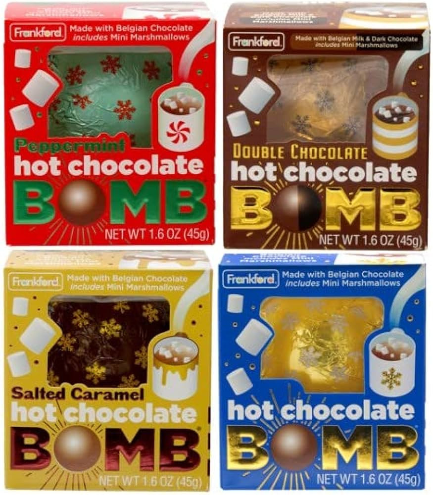 Hot Chocolate BOMB 4 Pack, Flavors include (1) Original Flavor Melting Ball, (1) Salted Caramel, ... | Amazon (US)