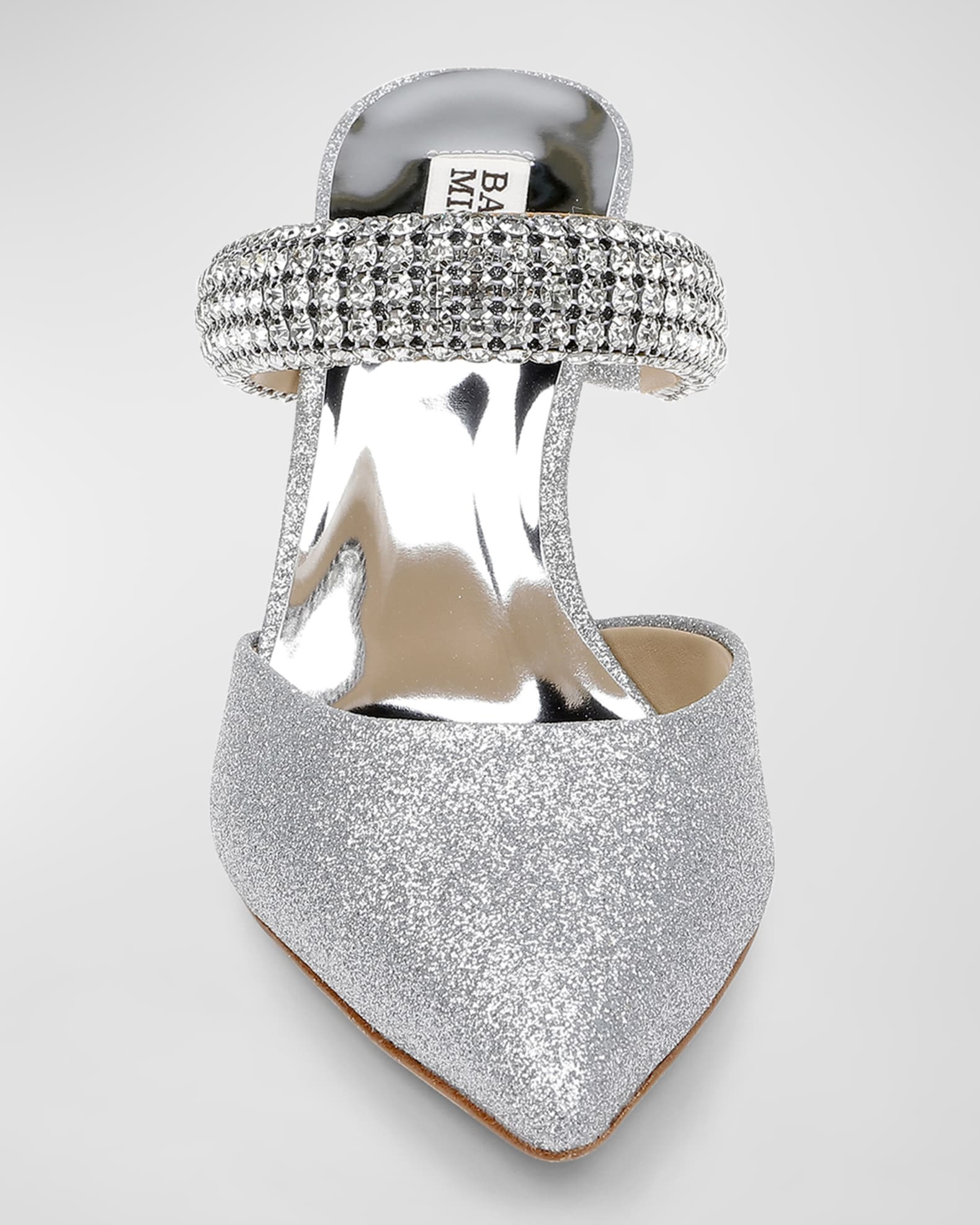 Badgley Mischka Sadiya Glitter Crystal-Band Mule Pumps | Neiman Marcus