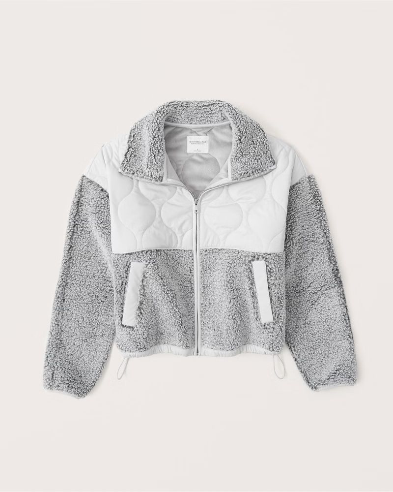 Women's Cinched Cocoon Sherpa Quilted Full-Zip | Women's Tops | Abercrombie.com | Abercrombie & Fitch (US)