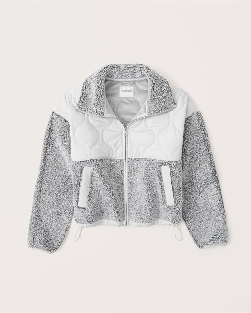 Women's Cinched Cocoon Sherpa Quilted Jacket | Women's Tops | Abercrombie.com | Abercrombie & Fitch (US)