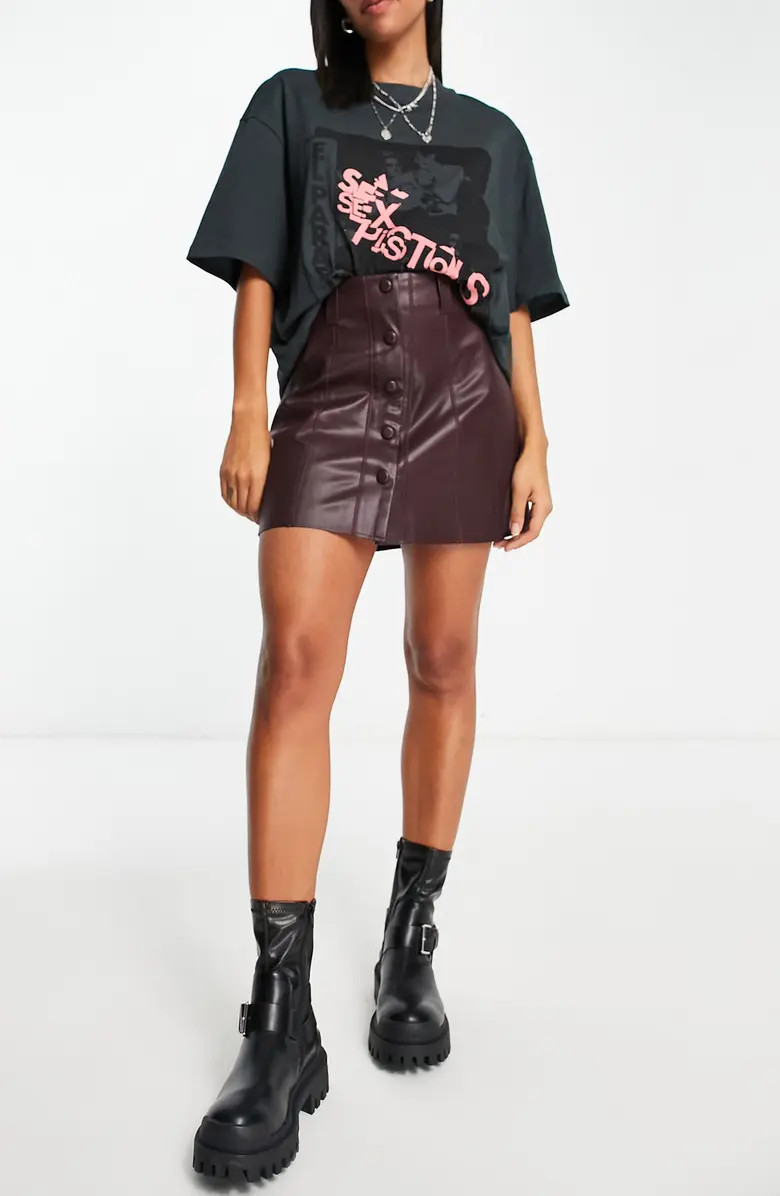 Topshop Button-Up Faux Leather Miniskirt | Nordstrom | Nordstrom
