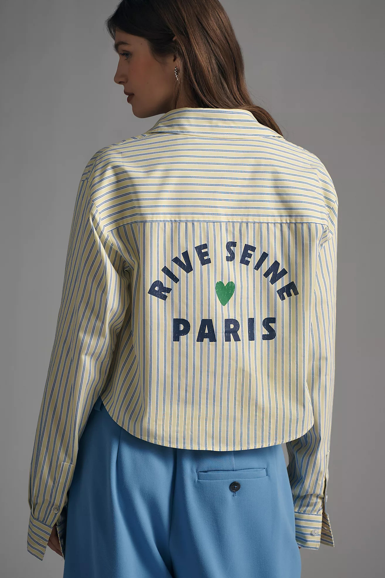 Maeve Cropped Long-Sleeve Buttondown Shirt | Anthropologie (US)