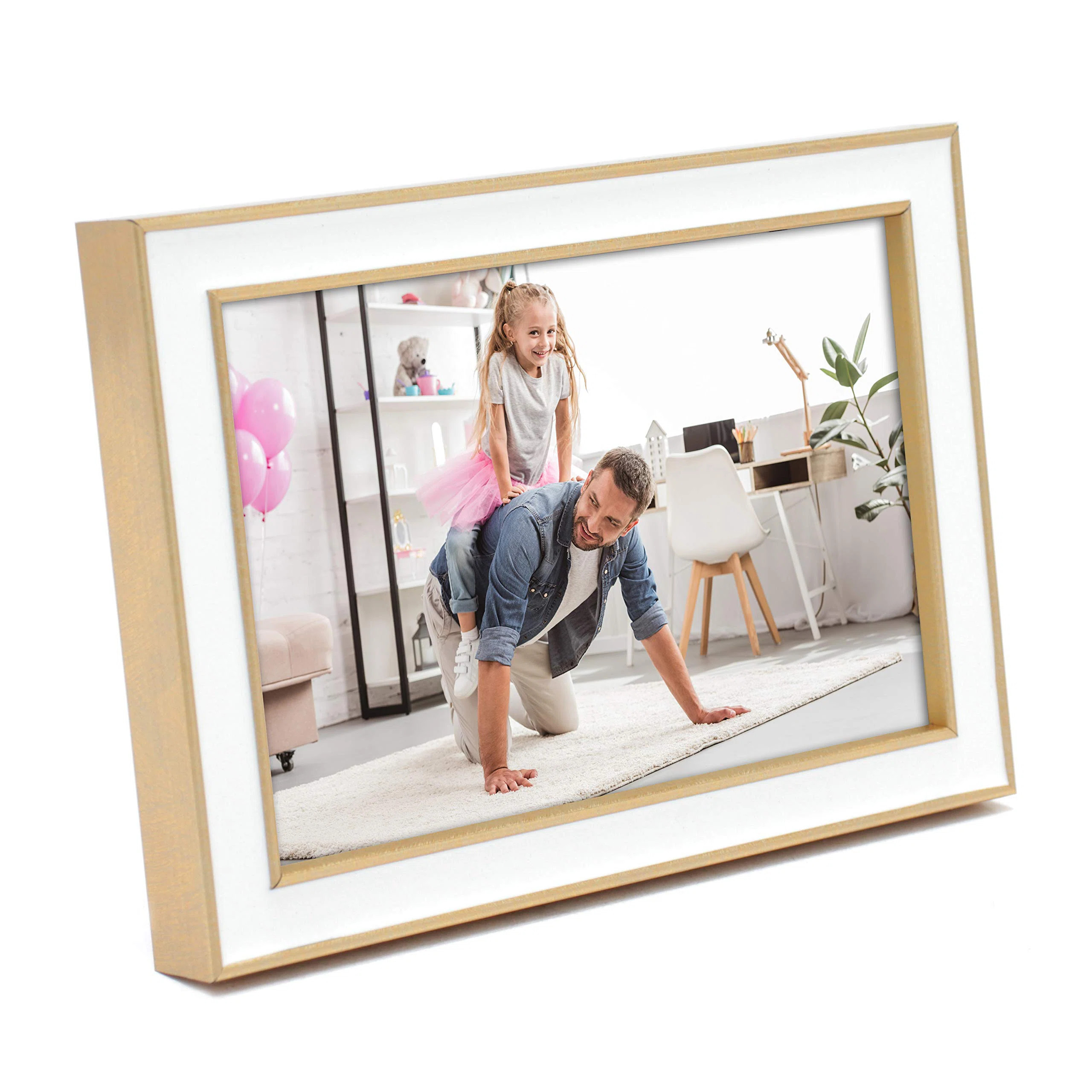 Brass Tone Picture Frame With White Enamel (Brass & White) | Wayfair North America
