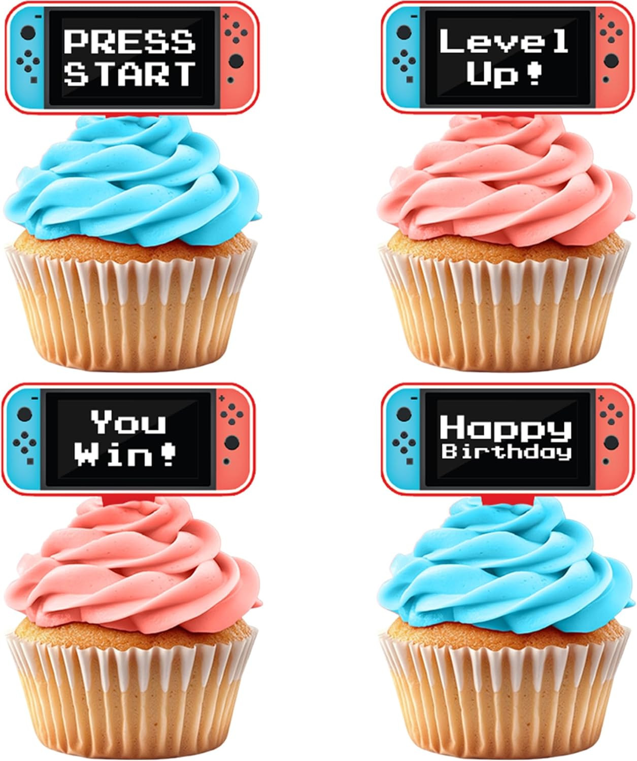 Blue and Red Video Game Controller Cupcake Toppers, Set of 40 – Gamer-Themed Party Decorations ... | Amazon (US)