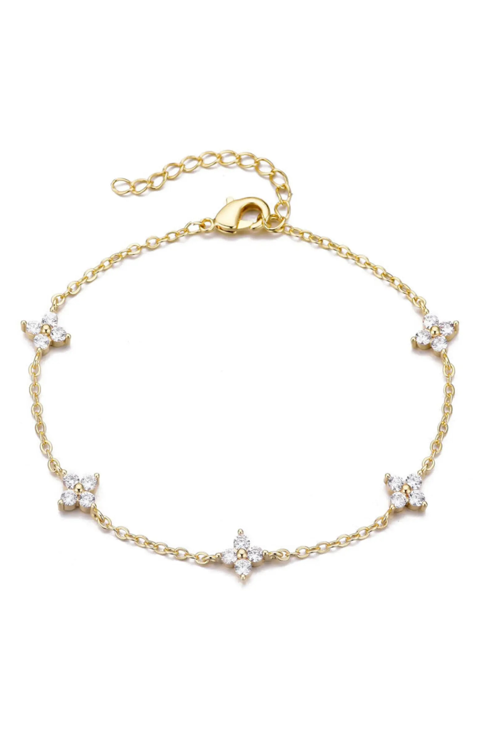 Cubic Zirconia Floral Station Bracelet | Nordstrom Rack