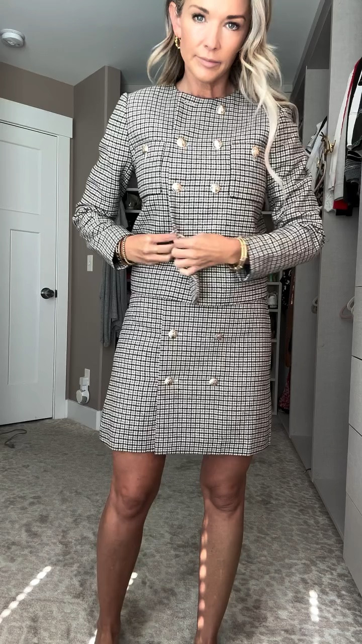 Please check out the LTK link in my bio!! Just picked up some versatile new pieces from Ann Taylor that are perfect for fall! 🍂 Started with a chic plaid skirt suit paired with edgy black patent leather boots from Sam Edelman. Switched it up with a cozy sweater featuring a ruffle collar, and then onto the most flattering trouser jeans and plaid pumps from Sam Edelman. Finished off with a cream silk blouse adorned with feminine details and a stunning blazer with gold buttons. Love how these pieces mix and match for endless outfit possibilities! 👗✨

Swipe through to see how I styled each look and let me know which one is your favorite. #AnnTaylor #FallFashion #OOTD #StyleInspo #FashionMix #PlaidStyle #SweaterWeather #LeatherBoots #TrouserJeans #SamEdelman #SilkBlouse #BlazerStyle #WardrobeEssentials #FashionForward #OutfitIdeas #ltk