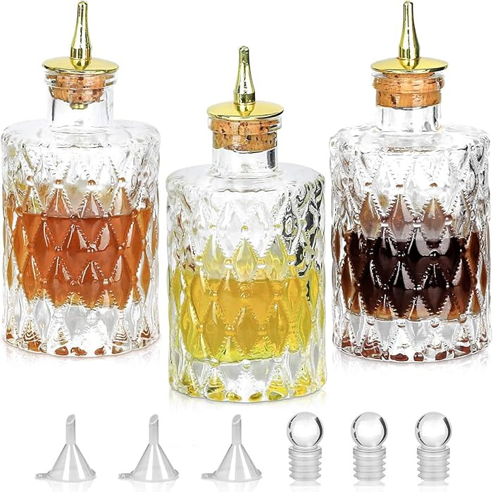 LINALL Bitters Bottle - Jewel Bitter Bottle For Cocktail, 6oz / 175ml, Glass Dahs Bottle With Gol... | Amazon (US)