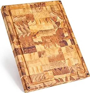 TUSO Butcher Block Cutting Board [17 x 13 x 1.5 inches ] End Grain Teak Wood Cutting Board - Reve... | Amazon (US)