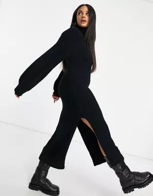 Missguided jumper dress with side split in black | ASOS (Global)