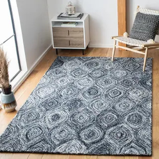SAFAVIEH Handmade Ikat Madyson Wool Rug - 8'9" x 12' - Ivory/Sea Blue | Bed Bath & Beyond