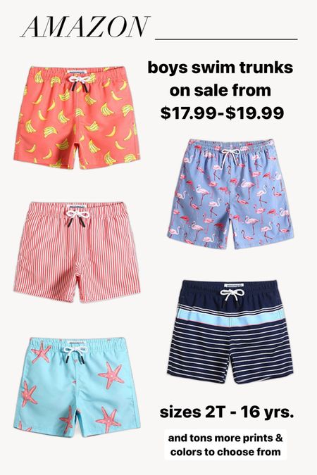 Amazon boys and toddler boys swim trunks are on sale. Between $17.99 - $19.99 - we used to have the banana print and they are adorable 

#LTKSaleAlert #LTKSwim #LTKKids