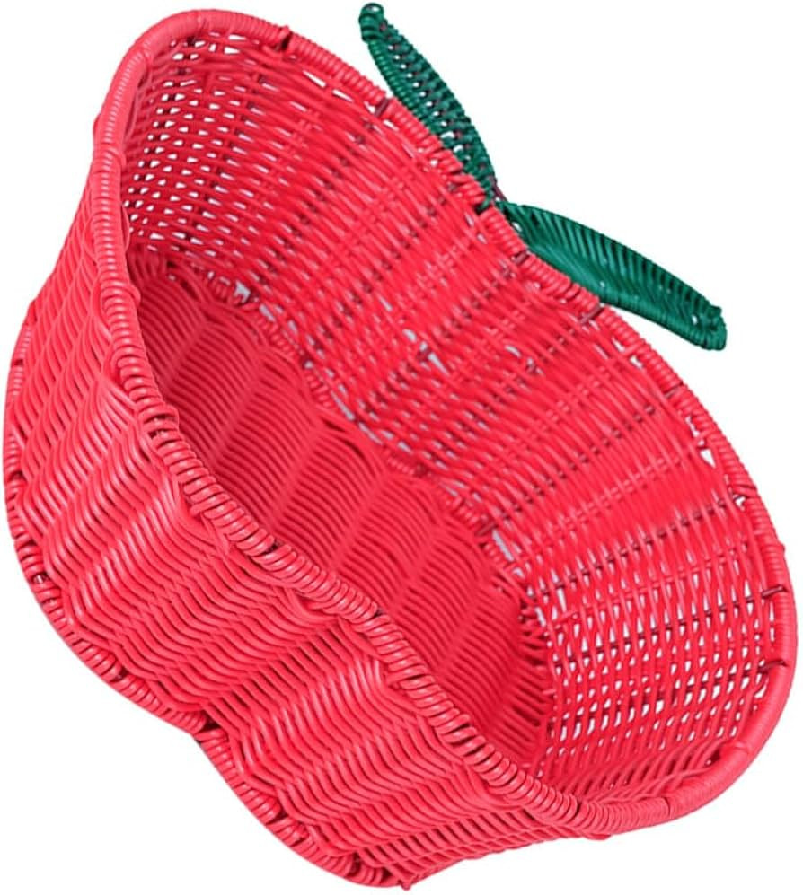 Ciieeo Rattan Fruit Basket, Apple Shaped Wicker Bread Basket Food Snack Serving Basket Decorative... | Amazon (US)