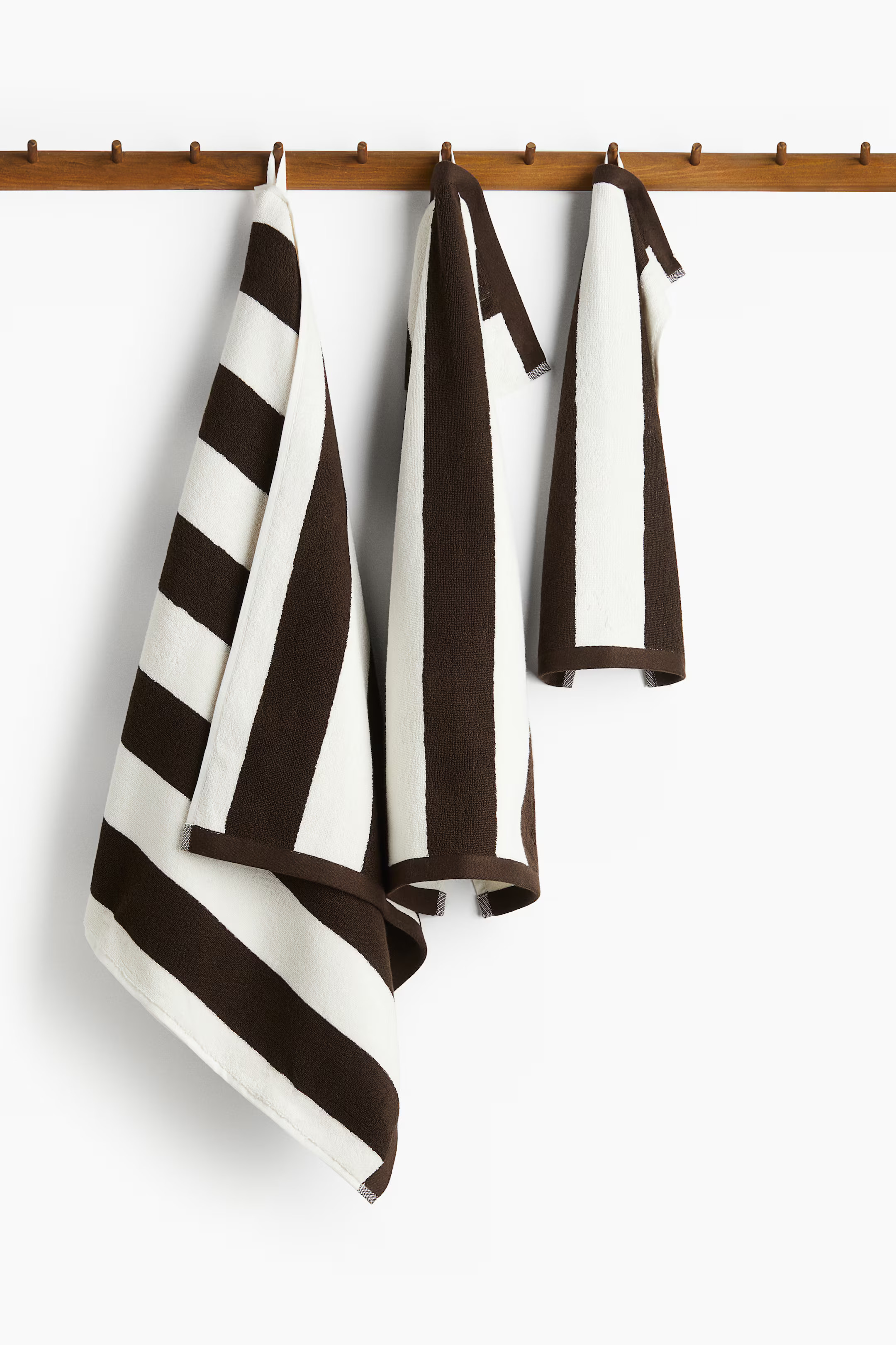 Bath Towel - Dark brown/striped - Home All | H&M US | H&M (US + CA)