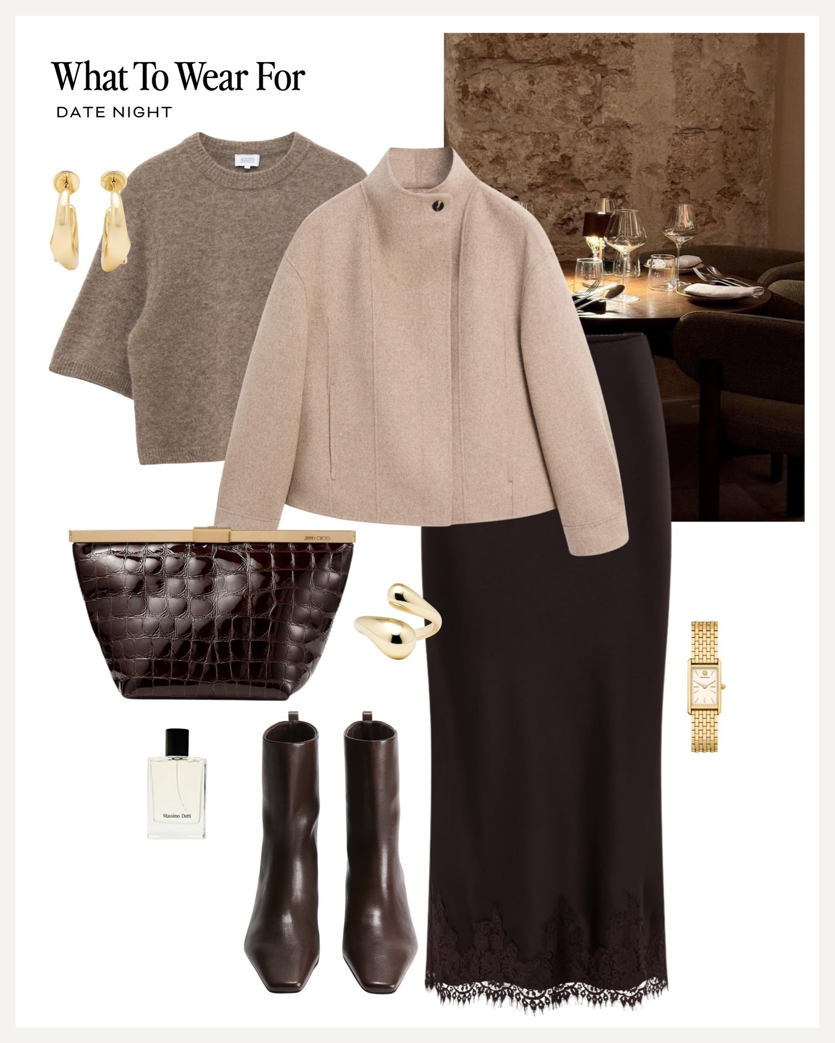 Date night 🍷 

Neutral style, brown satin skirt, autumn outfit, evening looks, wool jacket, jimmy choo clutch bag. AD

#LTKautumn #LTKdatenight