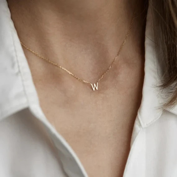 Personalized Letter Necklace, 925 Sterling Silver Necklace, Tiny Initial Necklace, Dainty Letter ... | Etsy (US)