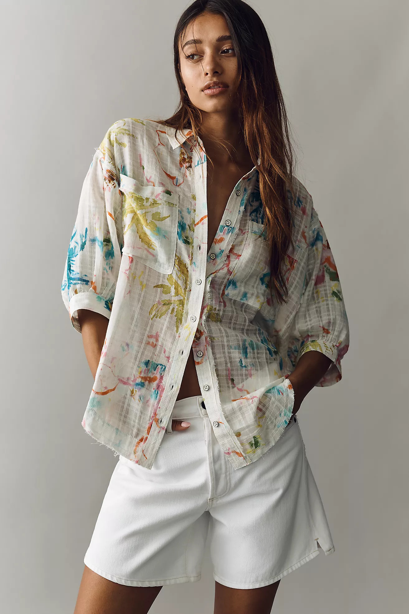 Pilcro 100% Cotton Summer Buttondown Shirt | Anthropologie (US)