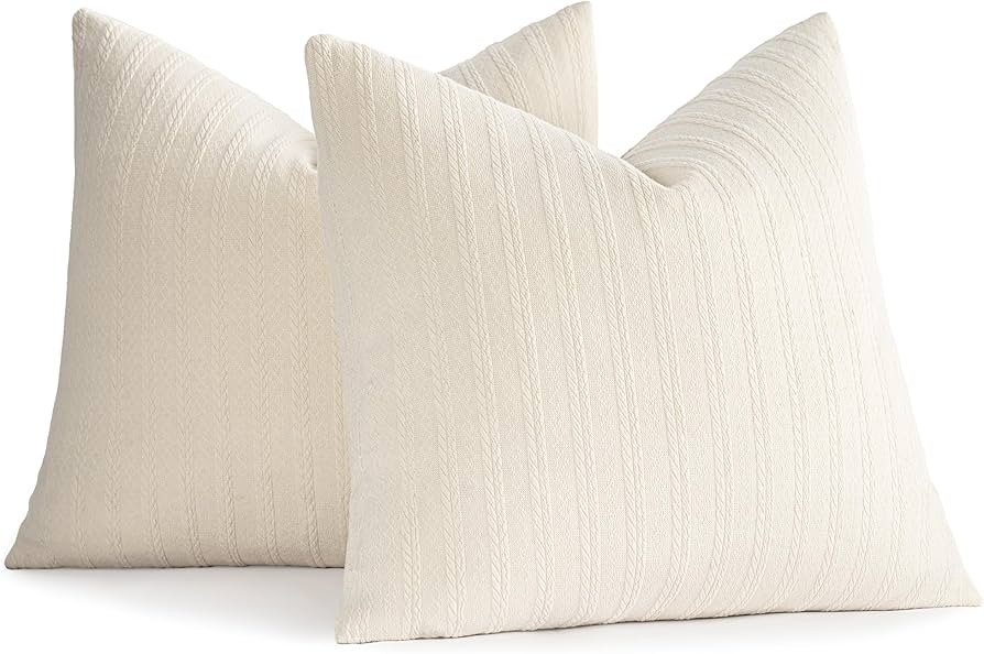 YCOLL Decorative Throw Pillow Covers 18x18 Set of 2 Super Soft Solid Patterned Knit Accent Couch ... | Amazon (US)