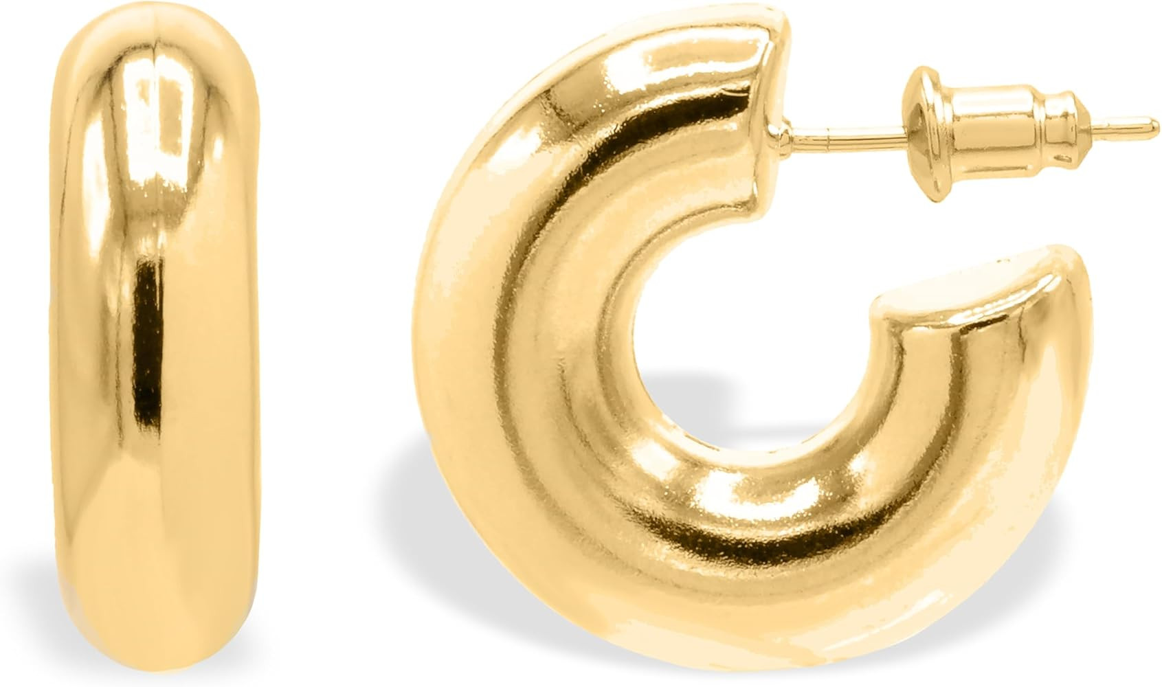 EDEN 14K Gold Plated Bubble Chunky Gold Hoop Earrings For Women, 25MM Thick Gold Hoops Earrings, ... | Amazon (US)