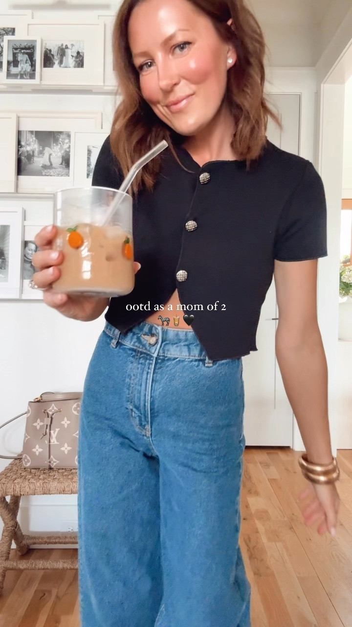 mom ootd 🦓 | when you need something to wear, wide leg jeans and a cropped top (oversized or fitted) always works! 

-top comes in 4 colors @hm 🫶🏼
#hm #widelegjeans #momstyle #casualoutfits #ootd #springoutfit #momfashion #sneakeroutfits 


#LTKSpringSale #LTKStyleTip #LTKFindsUnder50