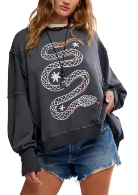 Free People Women's We The Free Graphic Camden Pullover Sweatshirt, XL | Belk
