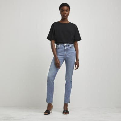 Blue high waisted slim fit jeans | River Island (UK & IE)