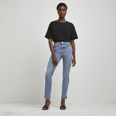 Blue high waisted slim fit jeans | River Island (UK & IE)