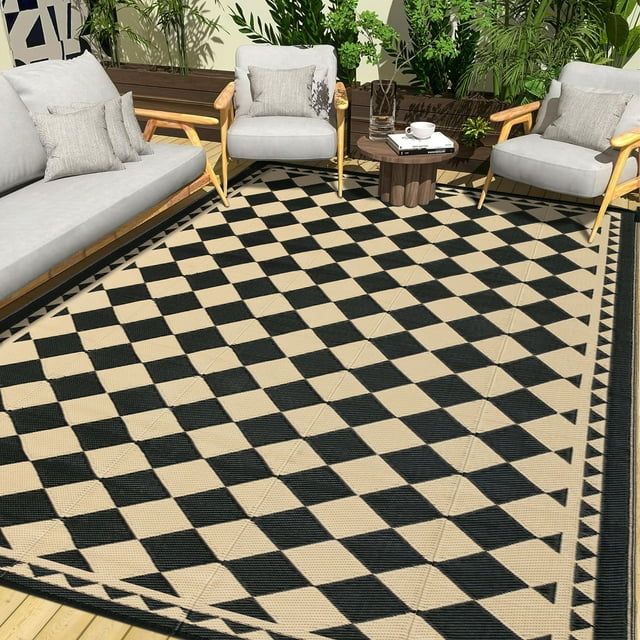 BERTHMEER 5'x8' Plastic Outdoor Rugs Clearance Waterproof Patio Rugs Camping Rugs, Porch,Deck Rug... | Walmart (US)