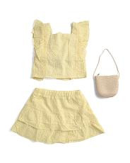Girls 2pc Eyelet Embroidered Top And Skirt Set | TJ Maxx