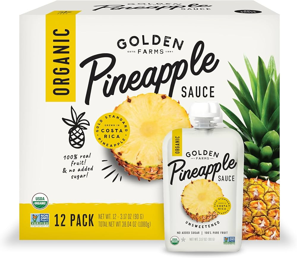 Golden Farms Pineapple Pouches, Single Ingredient Healthy Snacks (Pack of 12), 100% Pure Fruit, N... | Amazon (US)