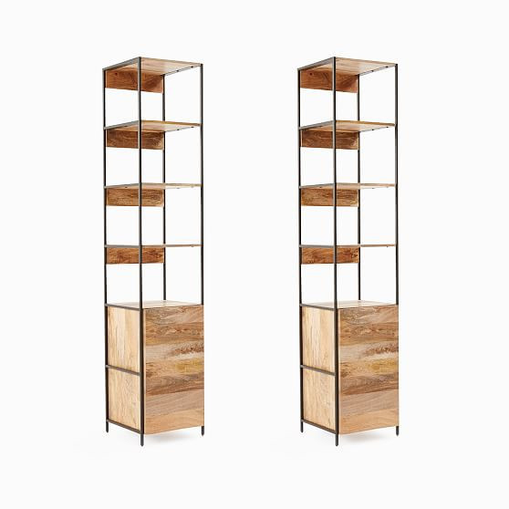 Industrial Storage Modular System, Open + Closed Storage, 17"", Set of 2 | West Elm (US)